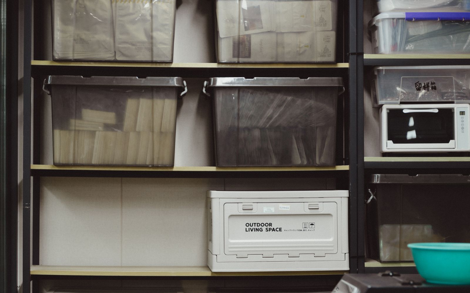 Organised labelled storage containers